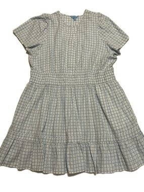 🩵🤍Draper James Wilson Mini Dress in Fresh Blue and White Gingham Dobby EUC XXL🤍🩵